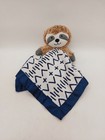 Cloud Island Sloth Security Blanket Baby Lovey Plush Toy White Navy Blue Shapes