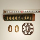 Cross Tsuba   Handle  Edo Period Sword Fittings  Hidden Christian Design  Used