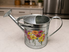 Floral Galvanized Metal Watering Can  Garden Decor  8 75 
