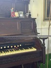 Organ Company Ornate Wooden Keyboard Instrument With Pedals   Stool Pre-1930