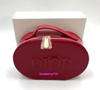 Dior  Patent Cosmetic  Pvc Makeup Zipper Bag  With Handle     Red