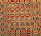 Primitive Vtg Style Cotton Red Blue Tan Woven Coverlet Runner Rq101rbsr