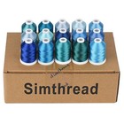 Embroidery Thread Blue Series Polyester Multi-purpose Serger Thread 15 Spools   