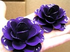 Two Large Metal Purple Roses  Flowers For Accents  Embellishments  Crafting  Art