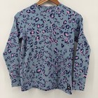 Burton Fleece Base Layer Set Kids M Blue Pink Leopard Print Thumbhole Top   Pant