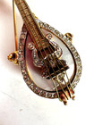 Vintage Brooch Mandle Signed Mandolin Instrument Mop Figural