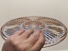 Depression Era Pink Glass Ribbed 10  Cake Plate  C  1930s