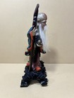 Antique Foochow Lacquer Shou Lao Chinese God Of Longevity Carved Wood Figure