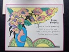 Vintage Unused Birthday Greeting Card Blue Vase W  Lined Envelope 1920s Nos