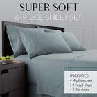 Queen Sheet Set 6 Piece Hotel Quality Bed Sheet W  4 Pillowcases - Microfiber Sh