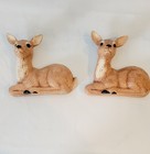 Vintage Ceramic Deer Fawn Figurine Christmas Winter Decor Mantel Sitters 5  Hand
