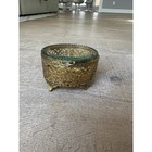 Vintage Ormolu Filigree Jewelry Box Beveled Glass Gold Tone Footed Oval Trinket