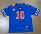 Denver Broncos Bo Nix Jersey   10 Orange Royal Blue With Captain Patch Replica