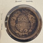 1863 Peru Dos 2 Centavos Radiant Sun Copper Nickel Coin F6893