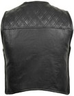 Leather Vest Biker Cowl Perforated Leather Black Quilted Pattern Leather Cowl Biker