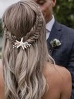  Starfish Beach Wedding Hair Clip Silver Pearl Bridal Hair Piece Conch Hair 
