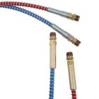 Air Brake Line Coil Assembly 15 Foot Nylon Red   Blue Brass Fittings Semi Truck