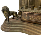 Vintage Jewish Copper Hanukkah Menorah Lions Of Judah Judaism Israel Judaica