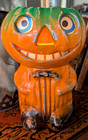 Paper Mache Style Halloween Standing Jack-o-lantern Man By Evelyn   Lou Vintage
