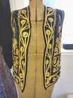 Vintage Velvet Soutache Mirrored Waistcoat   1970s Afghan Style Folk Vest S 