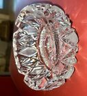 Vtg Heavy Crystal Cut Glass Cigar Ashtray  5 1 2  Widest 2 5   mid Century Modern