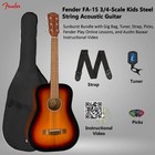 Fender Fa-15 3 4-scale Kids Steel String Acoustic Guitar - Sunburst W  Gig Bag