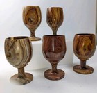 Set Of 5 Vintage Marble Wine Goblets Stone Chalice Cups Handmade Onyx Drinkware