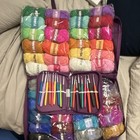 Multicolor Acrylic Yarn Skein Set  Worsted Weight 4  Crochet Hooks Zip Case