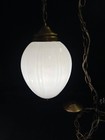 Vintage 1960 s Iridescent Glass Hanging Swag Light Lamp Brass Chain Works 