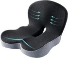 Memory Foam Seat Cushion W lumbar Support Pillow For Back   Sciatica Pain Relief