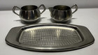 Vintage Norway Pewter Sugar And Creamer Set With Tray 690 3 690 4 690 5 7 5 x4 