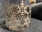 Bath   Body Works 3-wick Metal Candle Holder White Snowflakes With Crystal Gems