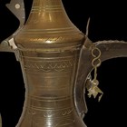 Antique Brass Dallah Arabic Coffee Pot Tall Finial Lid Bedouin Middle East