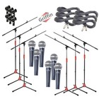 Microphone Boom Stand 6-pack   Cardioid Dynamic Mic Studio Stage Mount Xlr Cable
