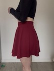Shein Women   s Red High Waist Pleated Skater Mini Skirt  Size M  Zip Back