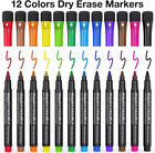 Magnetic Dry Erase Markers Fine Point Tip  12 Count Colorful White Board Markers