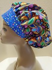 Bright Paisley  black  Women s Bouffant Surgical Scrub Hat cap Handmade