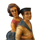 Vintage Couple On A Harley Davidson Motorcycle Resin Sculpture 21 x14 5  Love