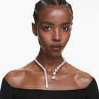 Swarovski Matrix Open Necklace Mixed Cut  White  Rhodium Plated