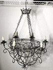Antique Wrought Iron Chandelier Wire Work Basket 6 Light  candle Holder