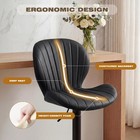 Set Of 2 Swivel Adjustable Faux Leather Counter Height Bar Stools Backrest Black