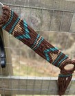 Teal And Brown Multi String 100  Mohair Western Breast Collar Horse Size Tack
