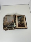 Antique 1908 Leather Album Scrapbook Ephemera Picasso Bardot Jazz Ads Prints Vtg