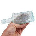 Antique Aqua Green Glass Barry s Tricopherous Bottle New York Usa No Pontil 6   