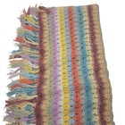 Handmade Rainbow Striped Crochet Blanket Afghan Lap Throw Blanket W fringe 42x76