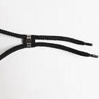 Bolo Tie Parts Kit Round Slide Textured Tips Black Cord Silver Tone Pk 4