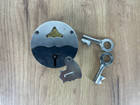 Rare Antique Vintage Round Disc Padlock Russian Jail Cell Old Locksmith 2 Key