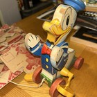 Vintage Fisher Price Donald Duck Wooden Pull Toy  765 1950 s Rare Collectible