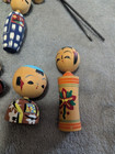 Vintage Authentic Japanese Kokeshi Doll Set Handmade Lot Of 7 - Great Condition