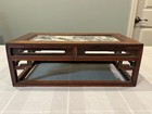 Vintage Chinese Hand Carved Hardwood Stand With Natural Marble Top